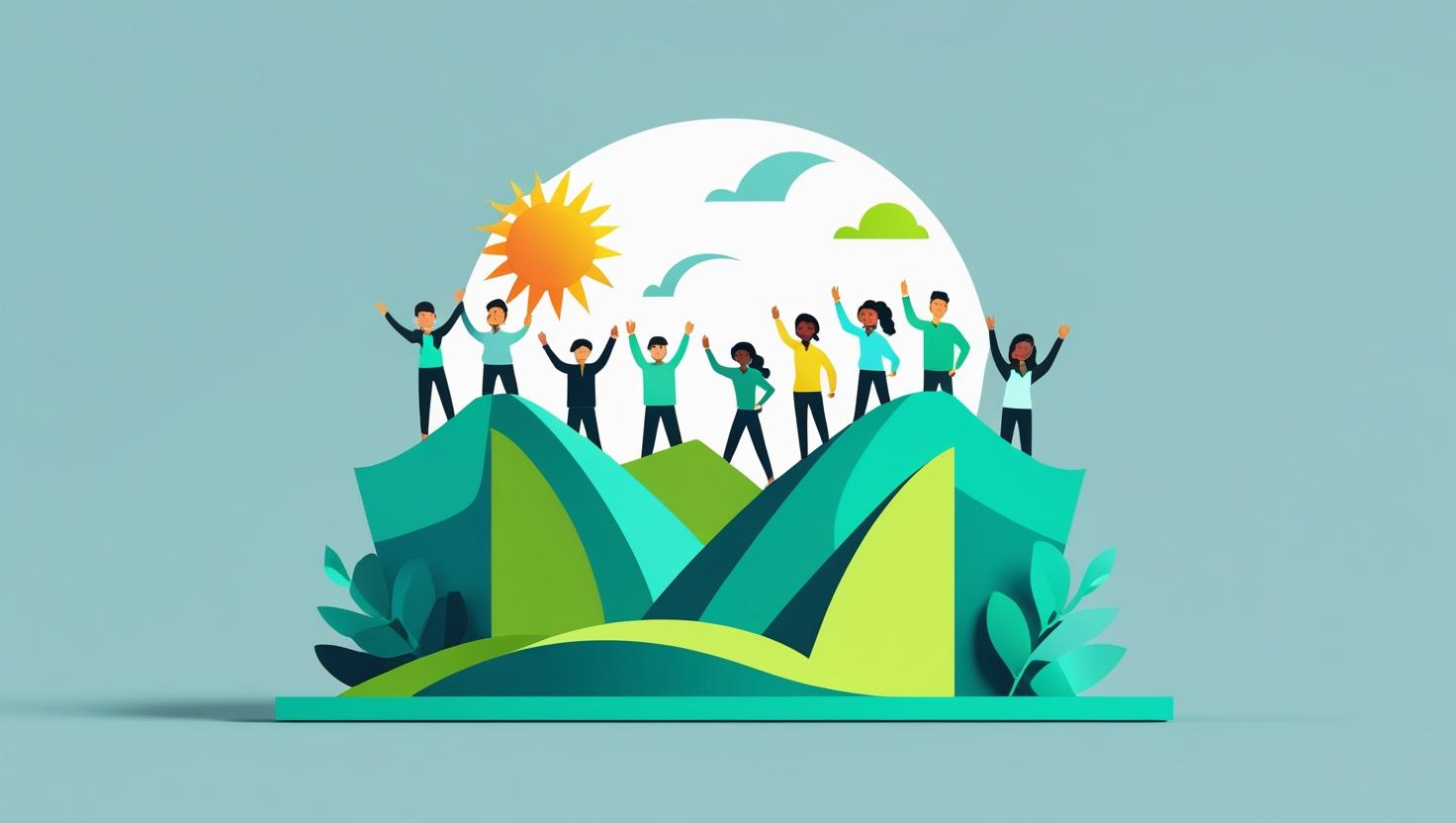 Coachingot jelképező facebook borítóképet kérek, ami hasonló zöld és türkizes jellegű - business és life coaching téma. legyen benne öröm, boldogság és siker elérése